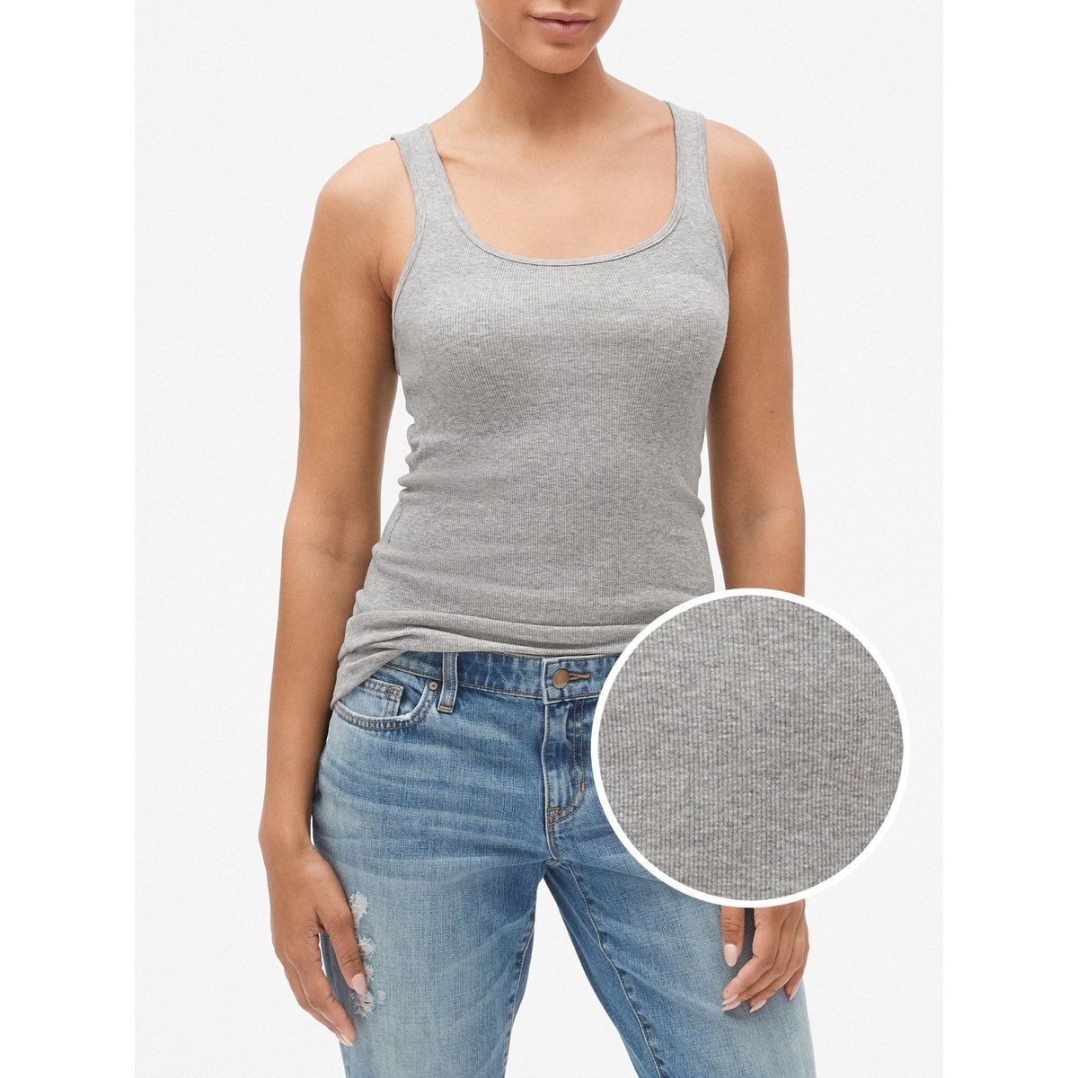 GAP - Polera Mujer Boyfriend Sin Mangas Gris Gap