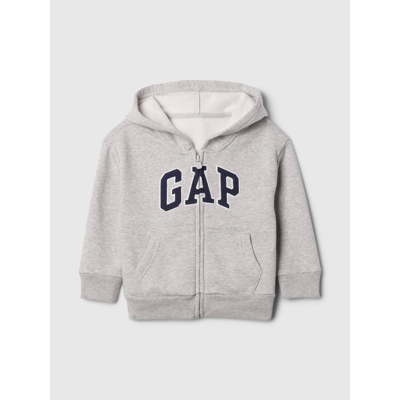 GAP - Polerón Toddler Niño Logo Con Cierre Gorro Gris Gap