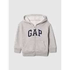 GAP - Polerón Toddler Niño Logo Con Cierre Gorro Gris