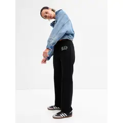 GAP - Pantalón de Buzo Mujer Logo Recto Negro