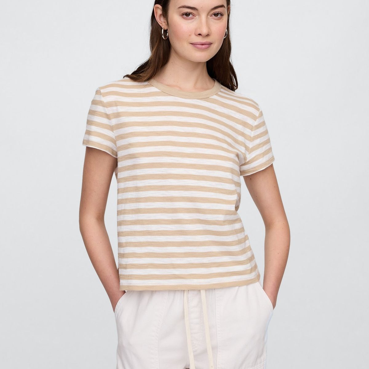 GAP - Polera Mujer Forever Manga Corta Beige Gap
