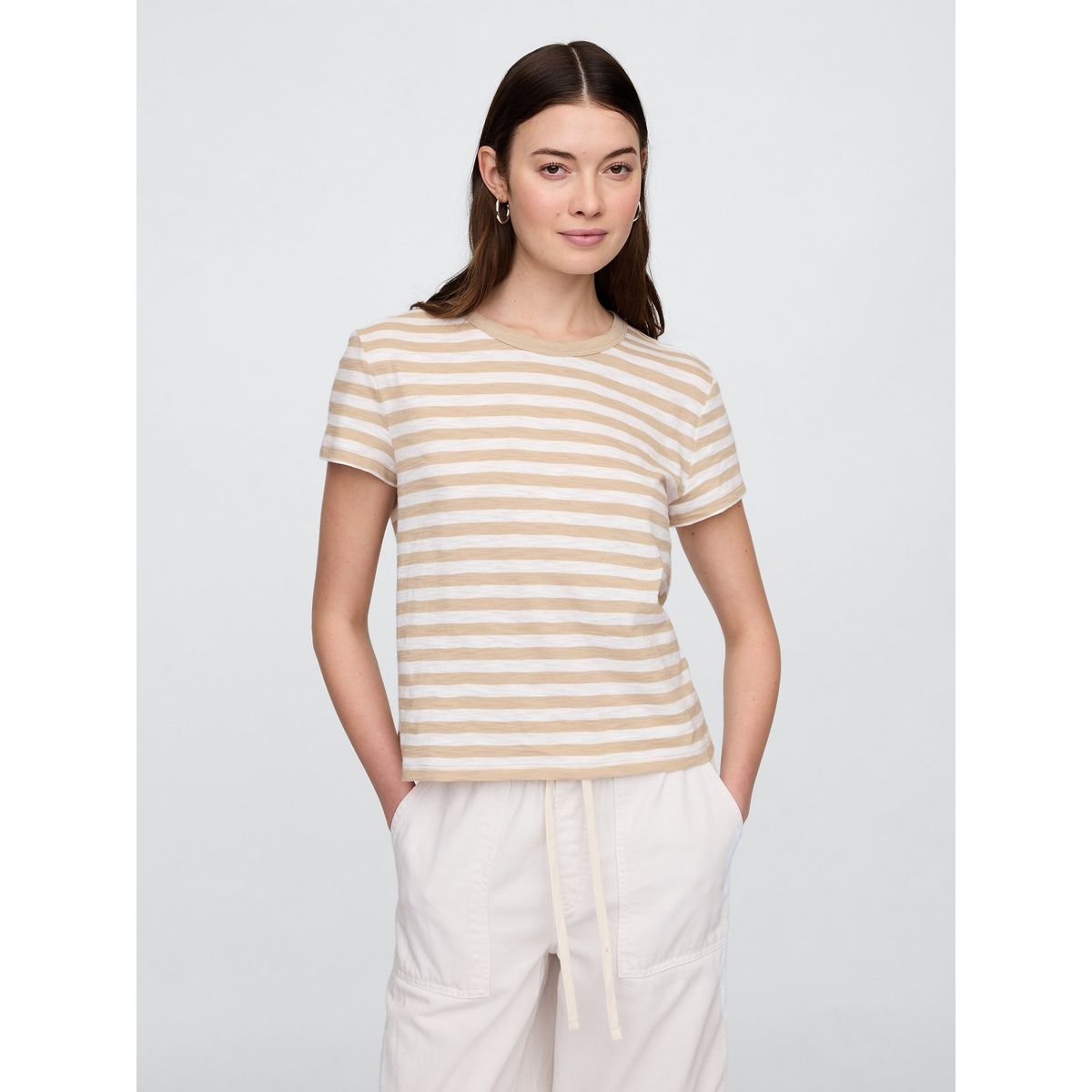 GAP - Polera Mujer Forever Manga Corta Beige Gap