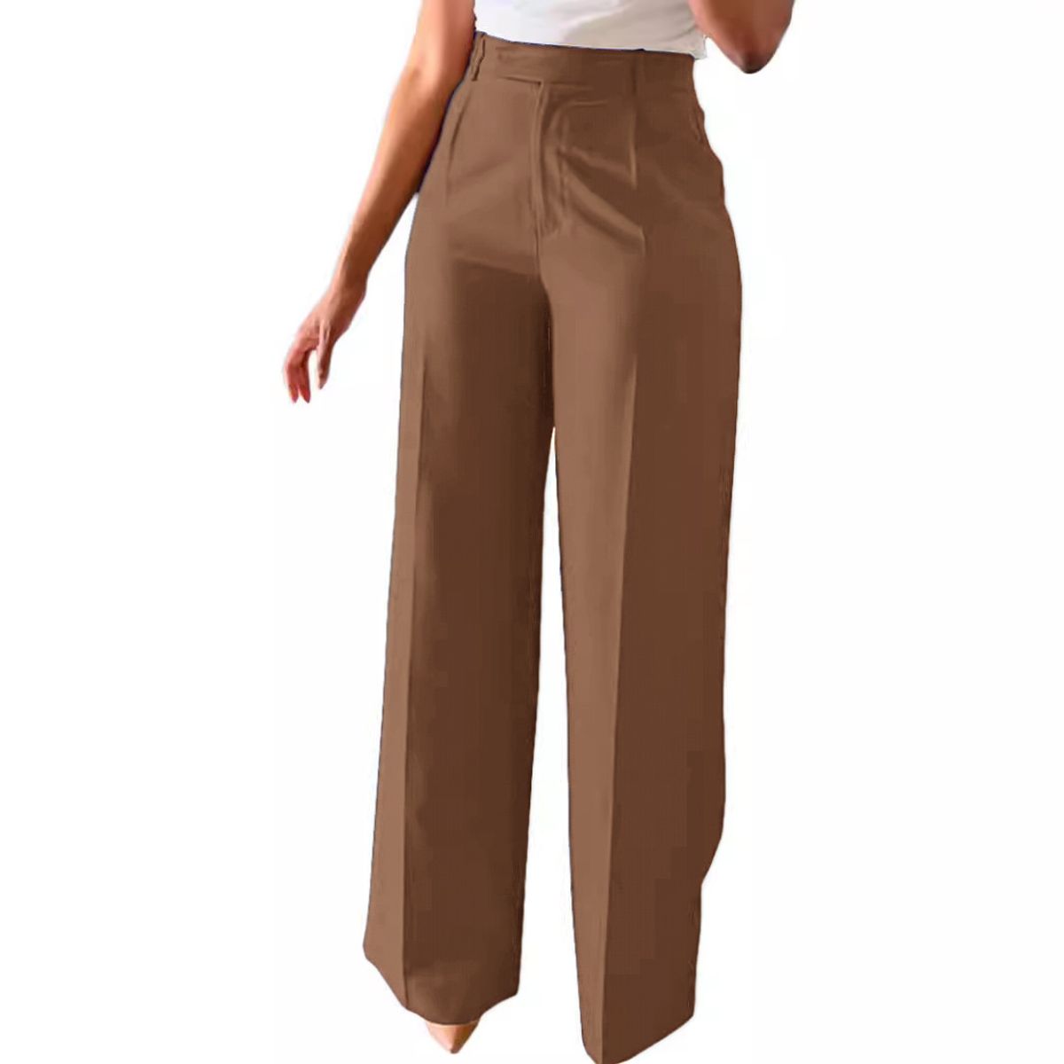 VELVET - Pantalon Amplio  Marron Marron Wide Leg