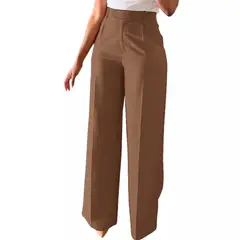 VELVET - Pantalon Amplio Marron Marron Wide Leg