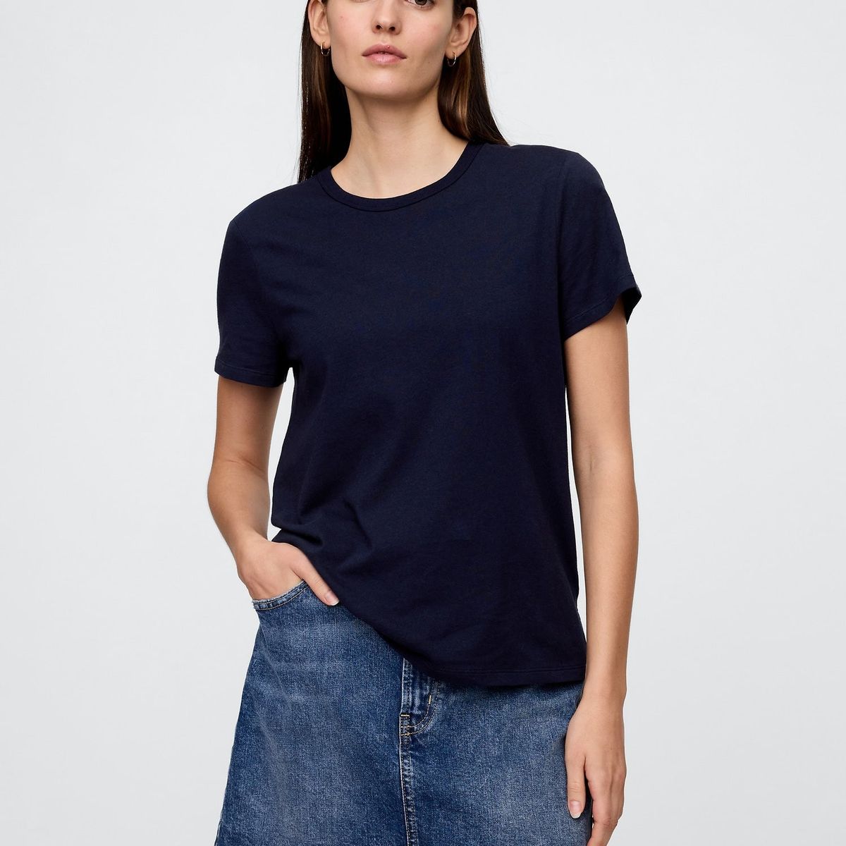 GAP - Polera Mujer Crew V25 Manga Corta Azul Gap