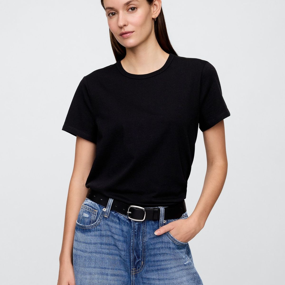 GAP - Polera Mujer Crew Manga Corta Negro Gap