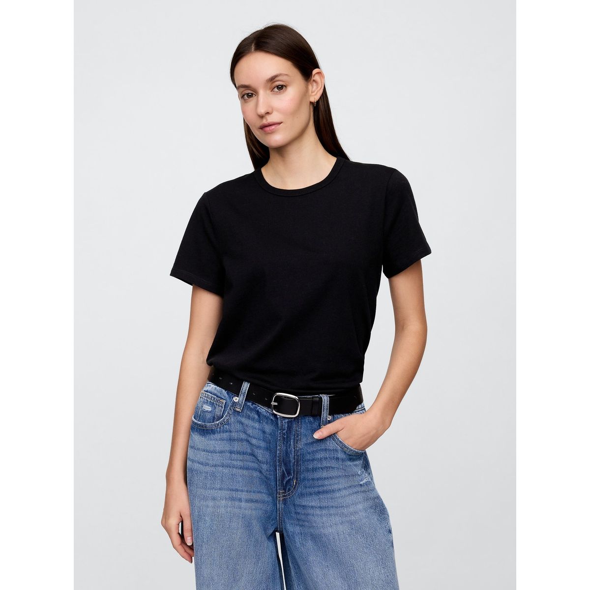 GAP - Polera Mujer Crew Manga Corta Negro Gap