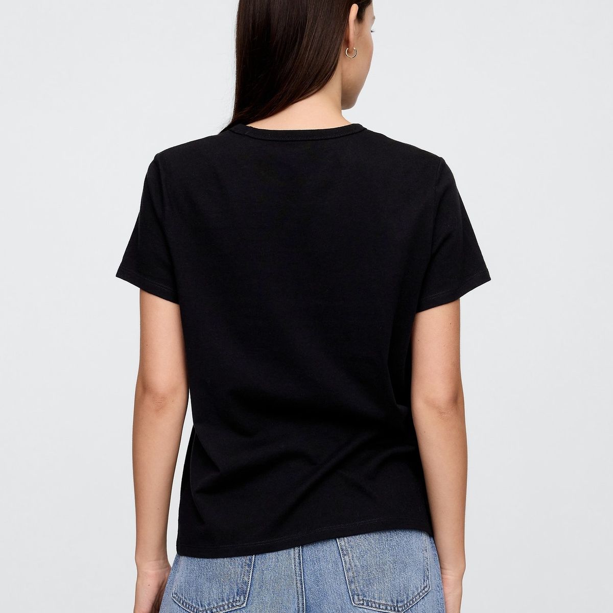 GAP - Polera Mujer Crew Manga Corta Negro Gap