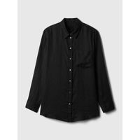 Blusa Mujer Lino Manga Larga Negro