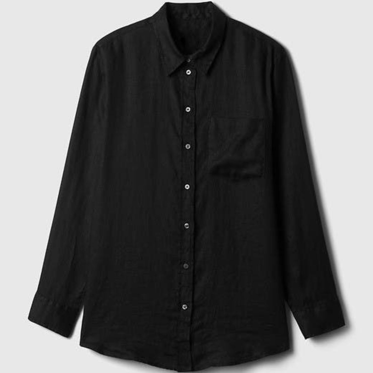 GAP - Blusa Mujer Gap Lino Manga Larga Negro