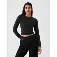GAP - Polera Mujer Closeknit Manga Larga Negro