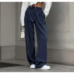 VELVET - Pantalon Cecilia Azul Wide Leg