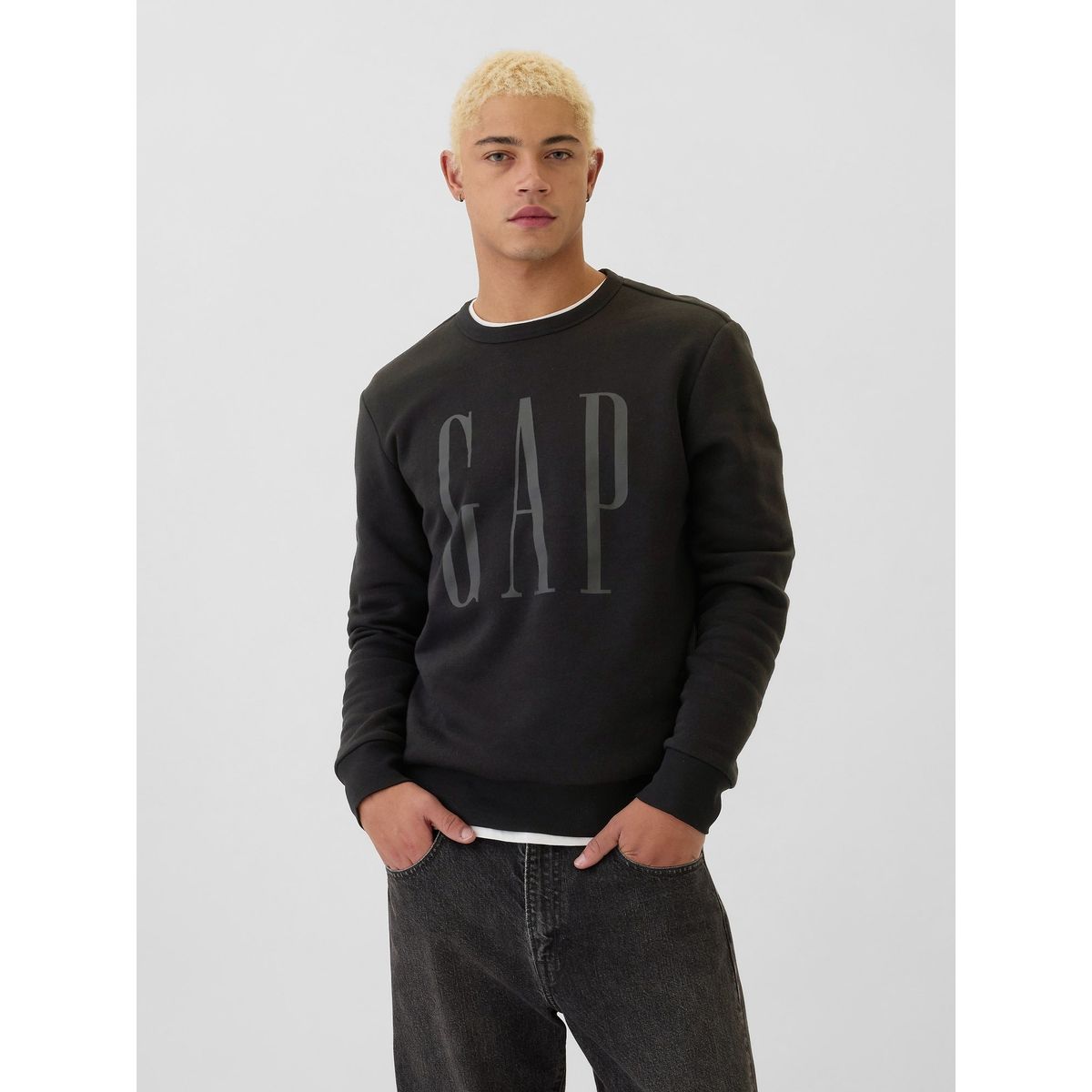GAP - Polerón Hombre Logo Sin Cierre Negro Gap