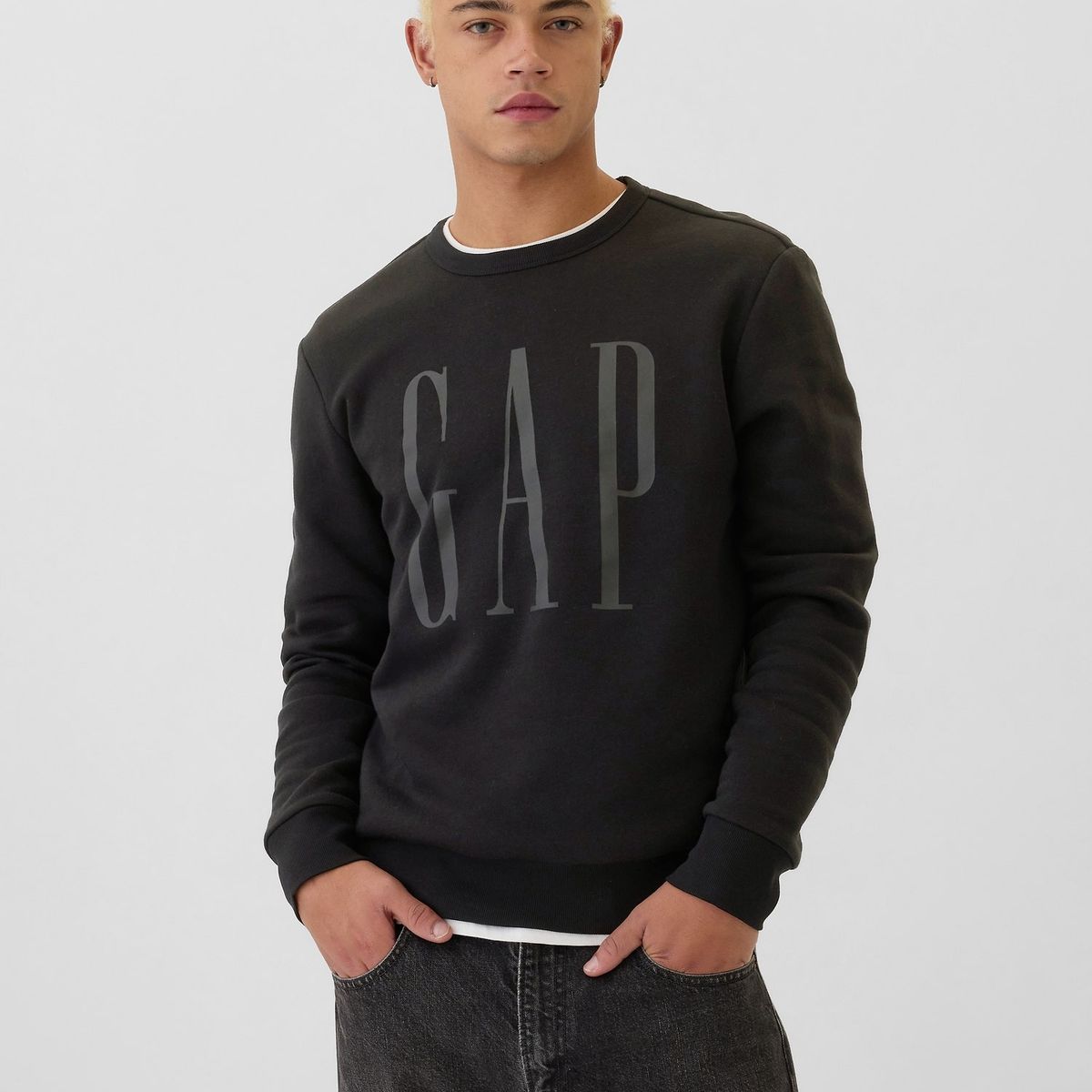 GAP - Polerón Hombre Logo Sin Cierre Negro Gap