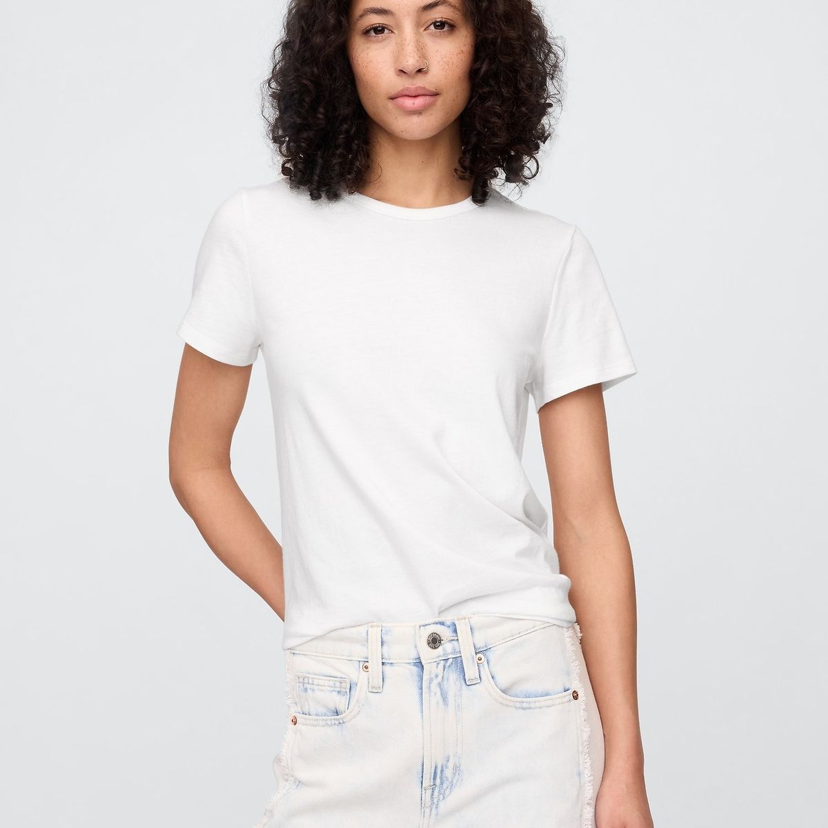 GAP - Polera Mujer Crew Manga Corta Blanco Gap