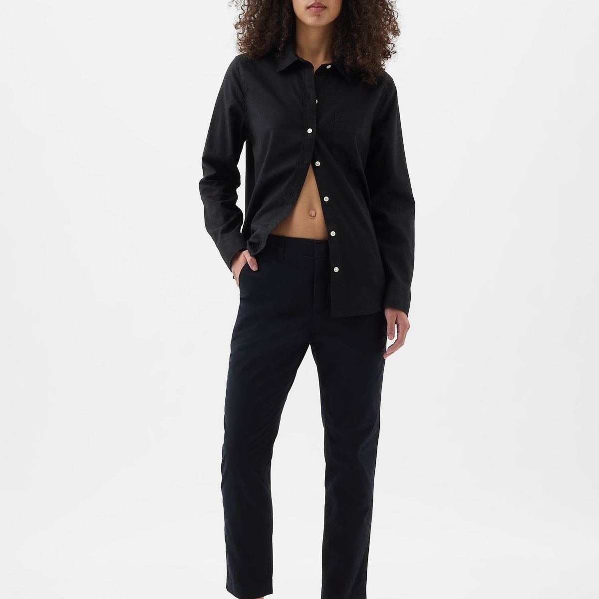 GAP - Pantalón Mujer Downtown Khaki Negro Gap