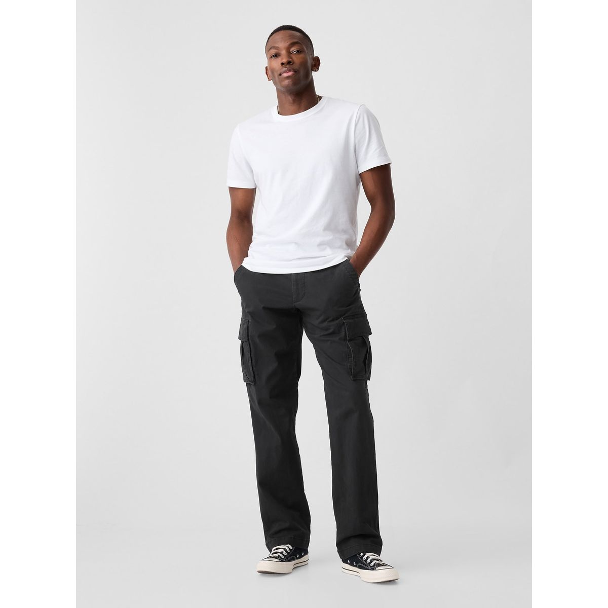 GAP - Pantalón Hombre Straight Cargo Negro Gap
