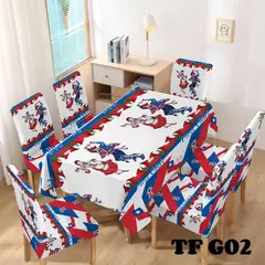 GENERICO - Set de mantel + 6 funda de sillas estilo fiestas patrias