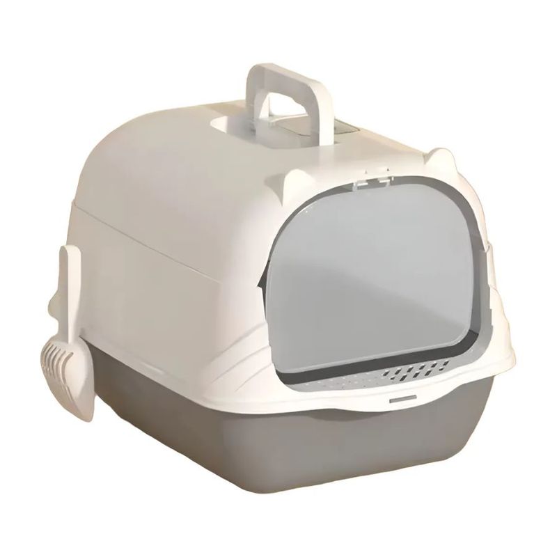 GENERICO - Arenero Baño Sanitario De Gatos Tapa Plegable Grande Gris