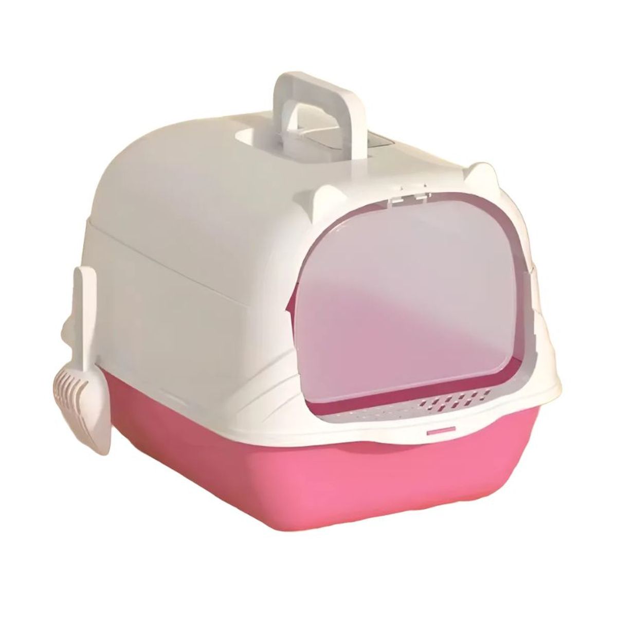 GENERICO - Arenero Baño Sanitario De Gatos Tapa Plegable Grande Rosa