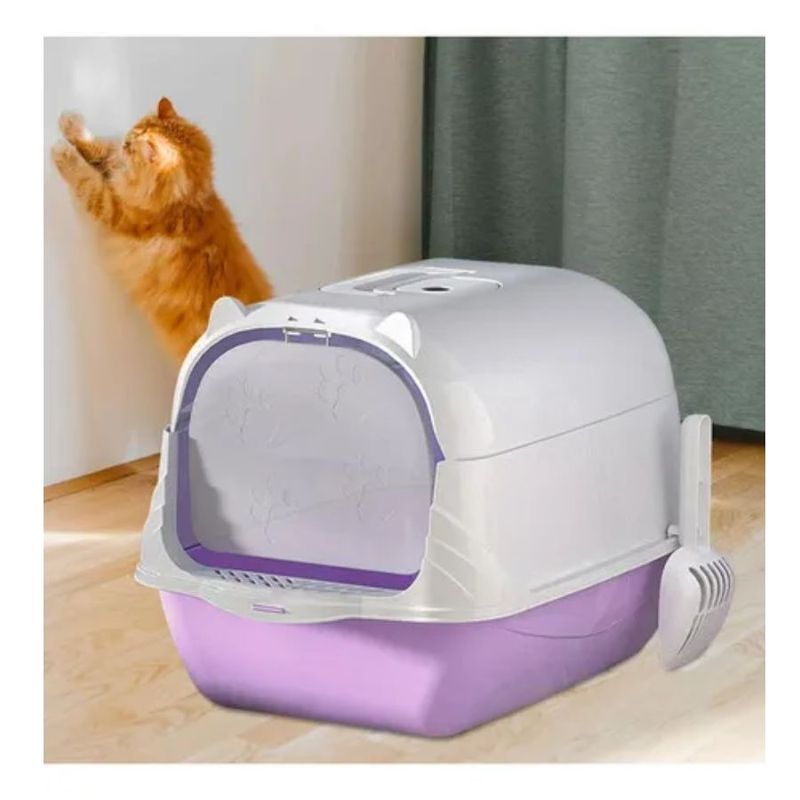 GENERICO - Arenero Baño Sanitario De Gatos Tapa Plegable Grande Morado