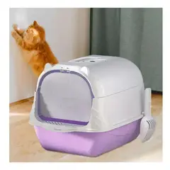 GENERICO - Arenero Baño Sanitario De Gatos Tapa Plegable Grande Morado