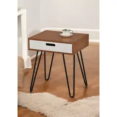 GENERICO - Velador Blanco elegante 1 cajon