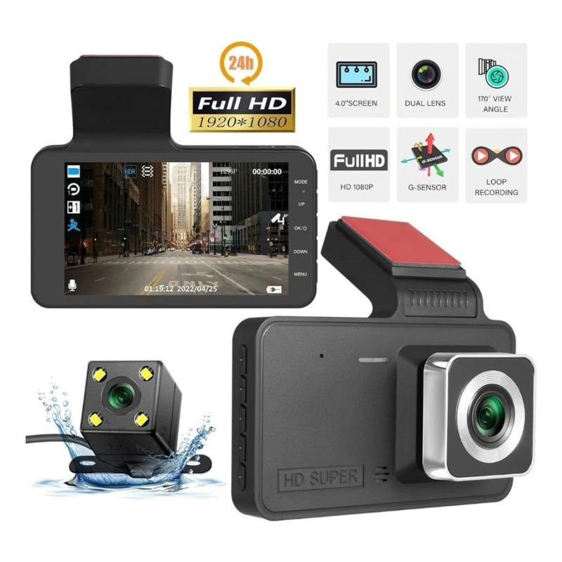 GENERICO - DVR para Coche con Doble Cámara Sensor retrovisor