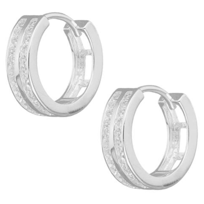 LK LUKSO - Aros Argolla Plata 925 Huggie Líneas Circones 15 mm