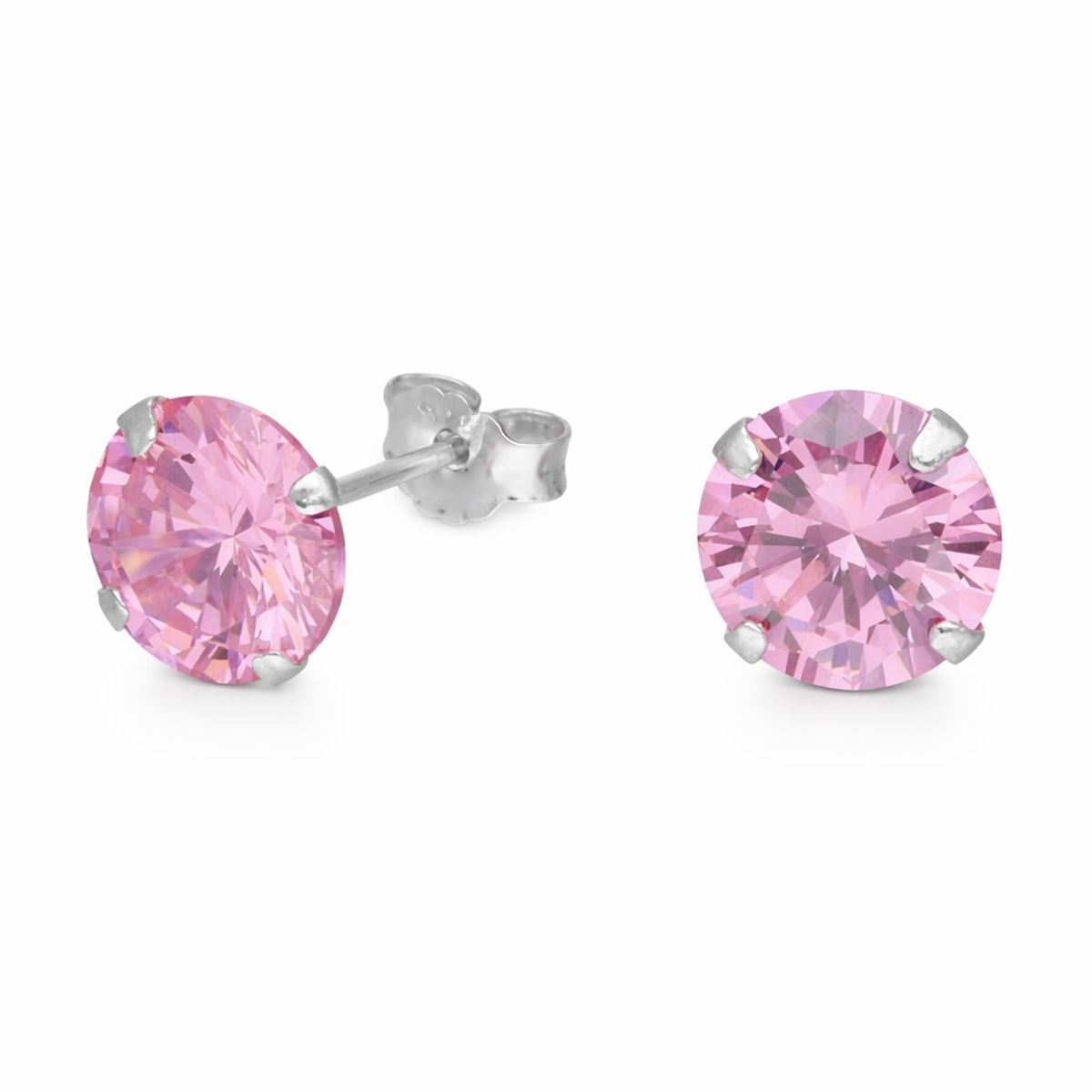LK LUKSO - Aros de Plata 925 Con Circón Rosa Francia 8 mm 