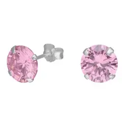 LK LUKSO - Aros de Plata 925 Con Circón Rosa Francia 8 mm