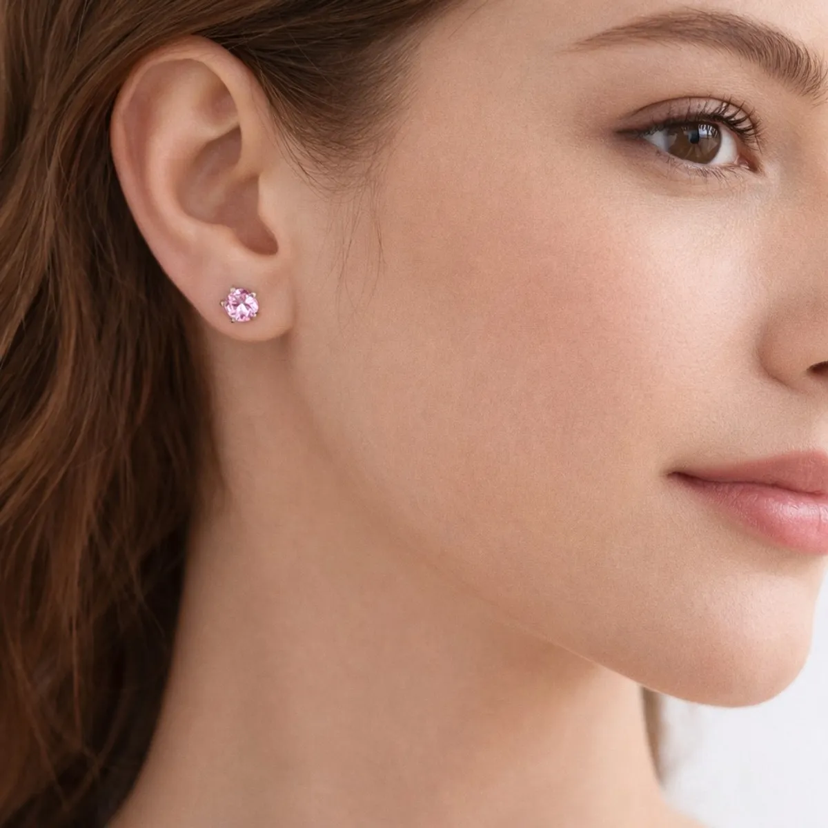 LK LUKSO - Aros de Plata 925 Con Circón Rosa Francia 8 mm 