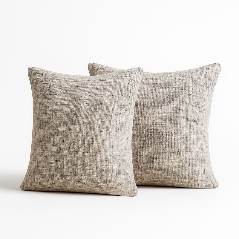 ARMONIA - Pack doble fundas cojín gris vintage 45x45 salón deco 679
