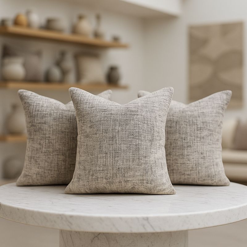 ARMONIA - 3 fundas cojín 45x45 gris vintage elegantes pack hogar 679