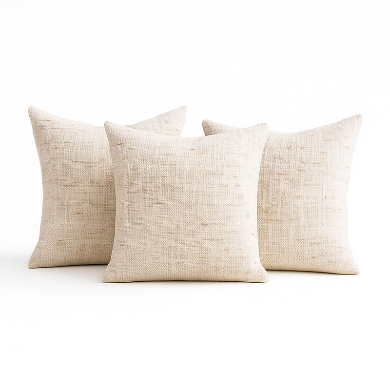 ARMONIA - Trío fundas cojín vintage beige 45x45 calidad premium 679