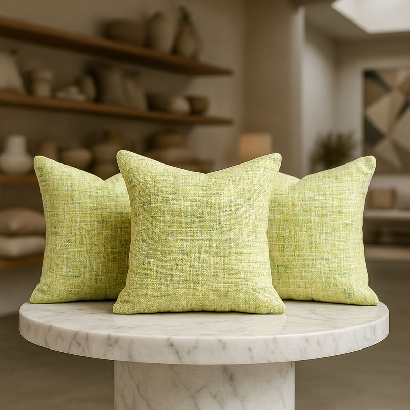 ARMONIA - Set 3 fundas cojín verde vintage 45x45 decoración hogar 679