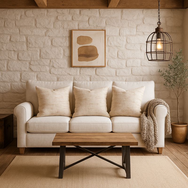 ARMONIA - 3 fundas cojín 45x45 vintage beige estilo elegante 679