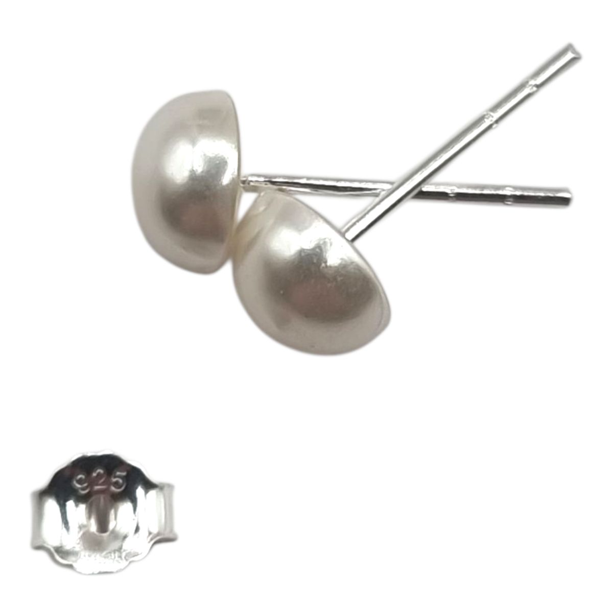 LK LUKSO - Aros con Media Perla 6 mm en Plata 925