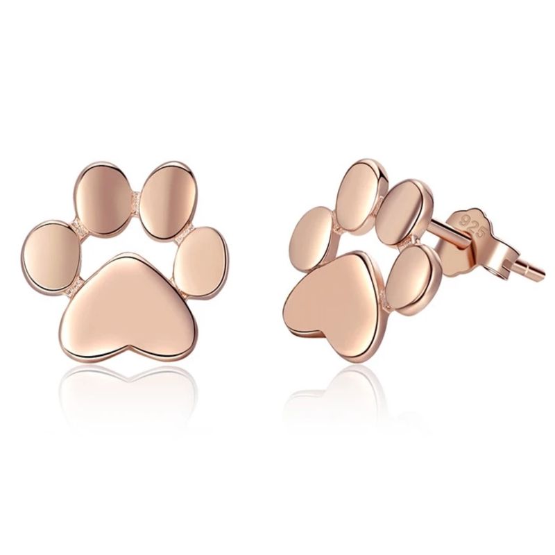 GENERICO - Aros de Plata 925 con Huella Perrito Dorado