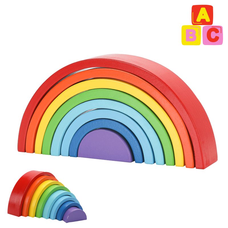 ABC - Arco Iris Montessori de Madera  Juego Apilable y Sensorial