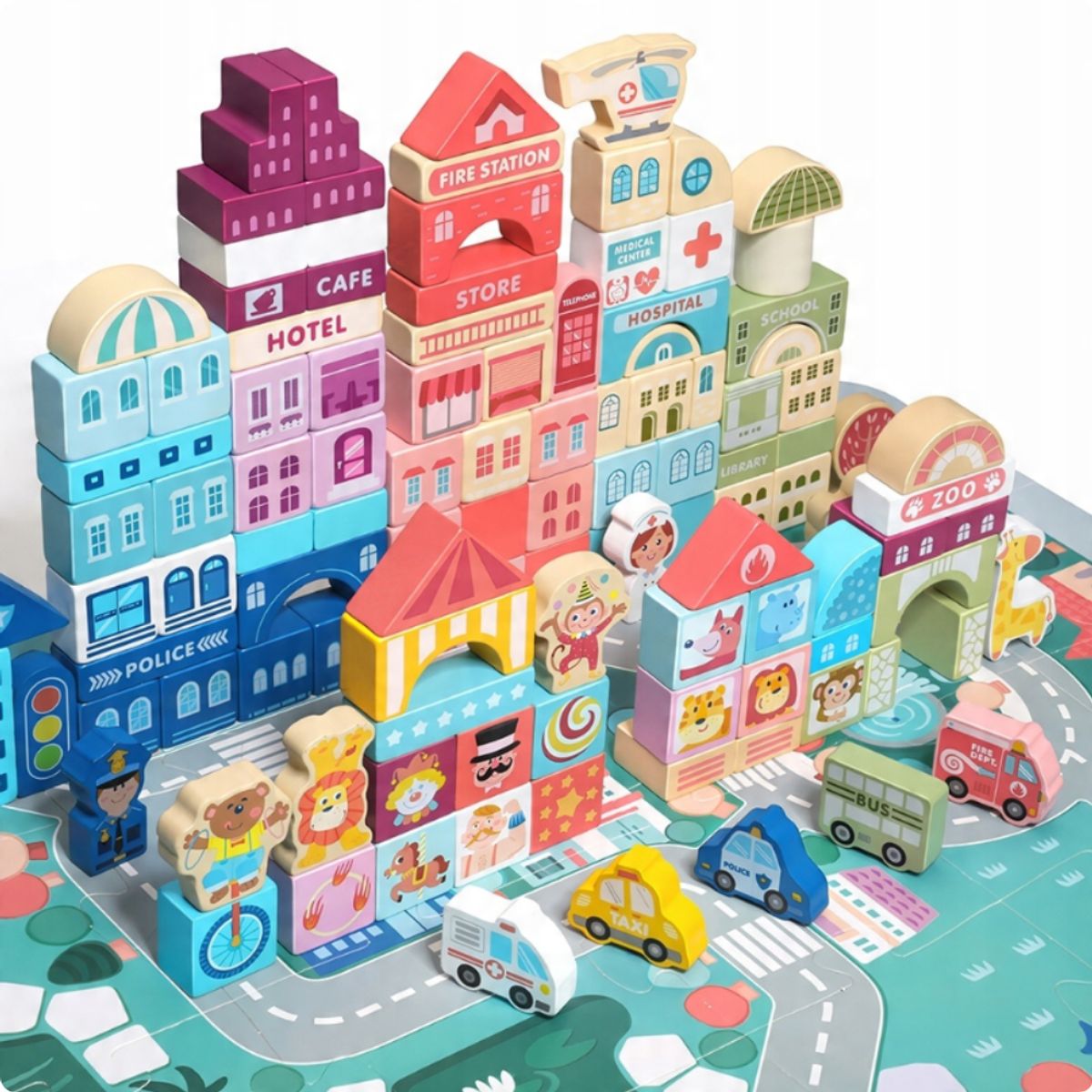 ABC - Ciudad de Bloques de Madera – 100 Piezas