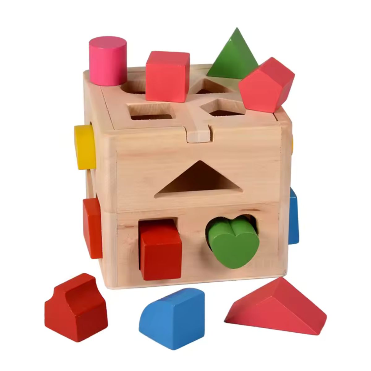 ABC - Cubo Clasificador de Figuras de Madera