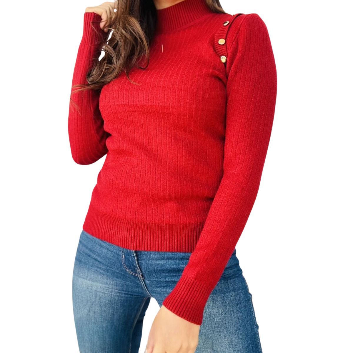 TIOZONEY - Beatle Sweater Forrado Cuello Medio De Mujer Sueter AH