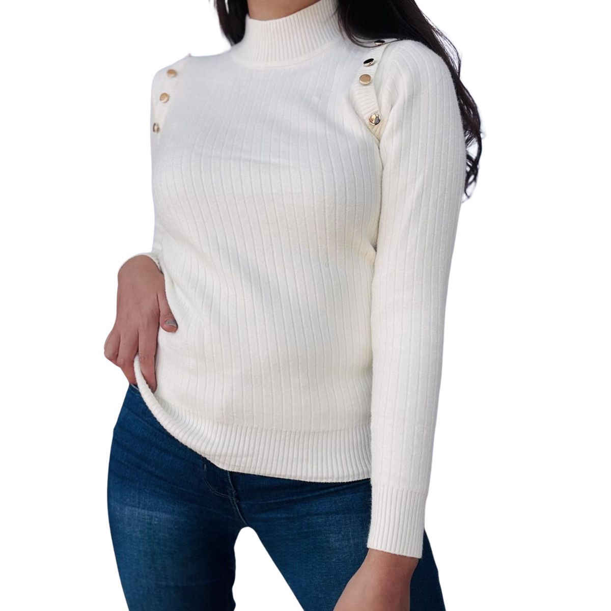 TIOZONEY - Beatle Sweater Forrado Cuello Medio De Mujer Sueter AH