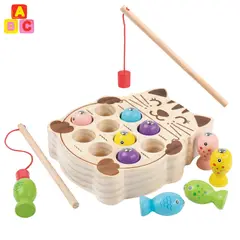 ABC - Juego de Pesca Magnética de Madera Gato Pescador
