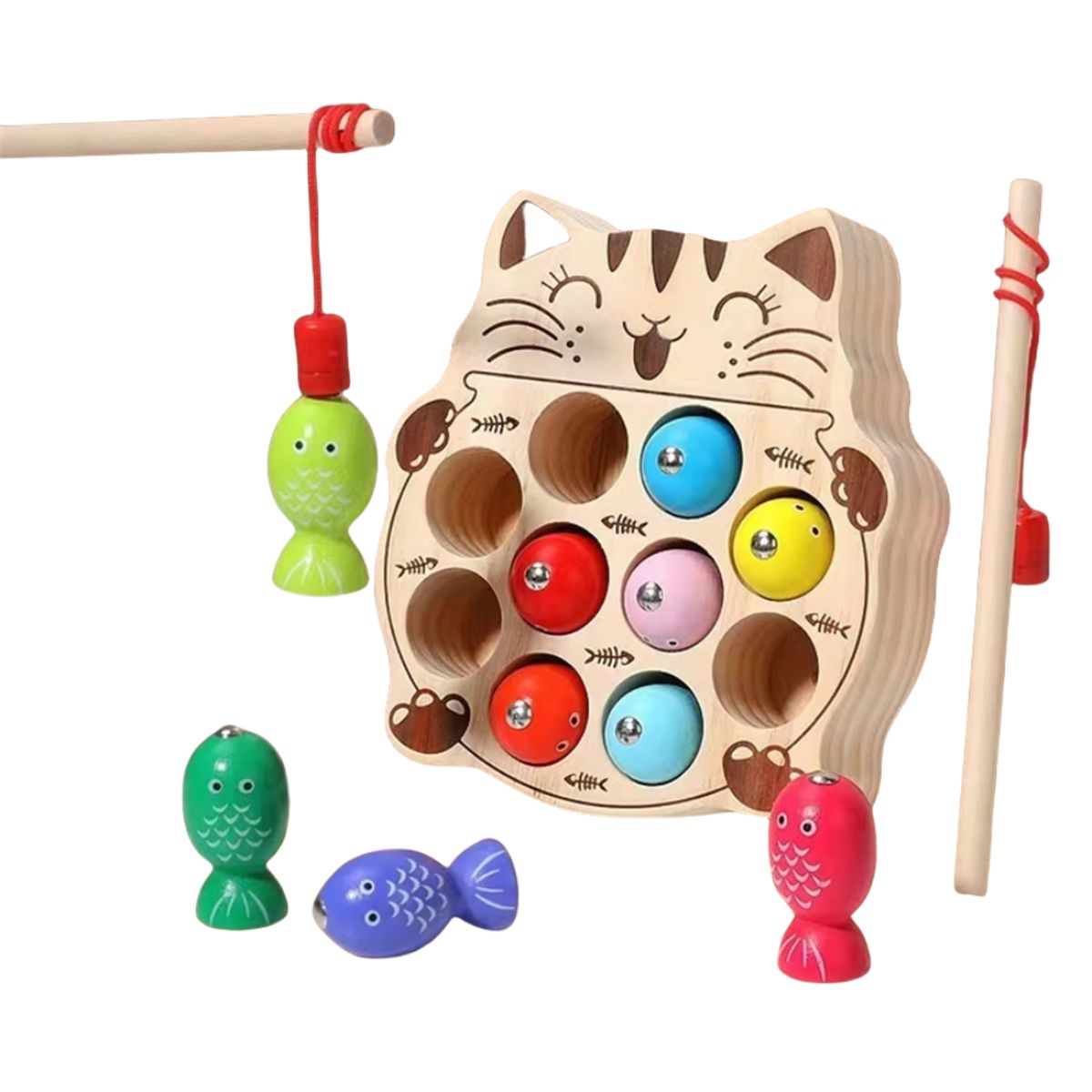 ABC - Juego de Pesca Magnética de Madera Gato Pescador