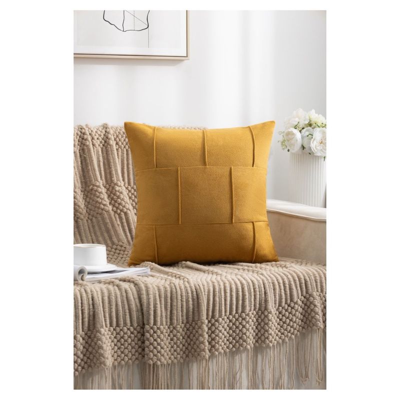 GENERICO - Cojin con Funda Entrelazado Chenille 45 x 45 cm - Mostaza