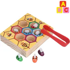 ABC - Juego Educativo de Madera Abejas y Colmena con Pinza