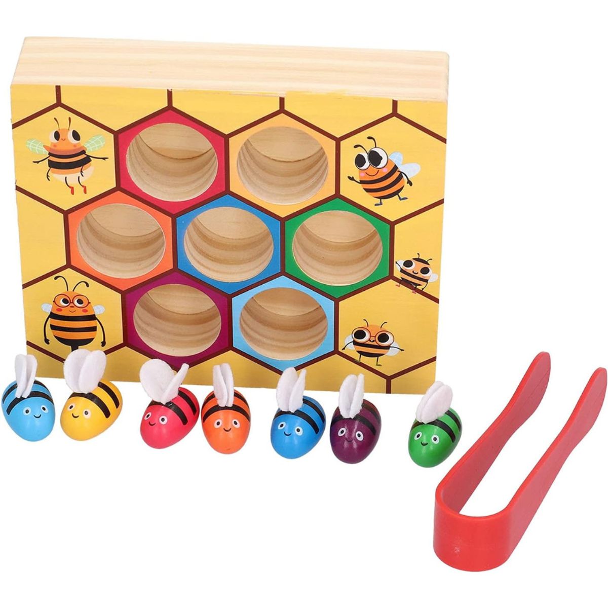 ABC - Juego Educativo de Madera  Abejas y Colmena con Pinza