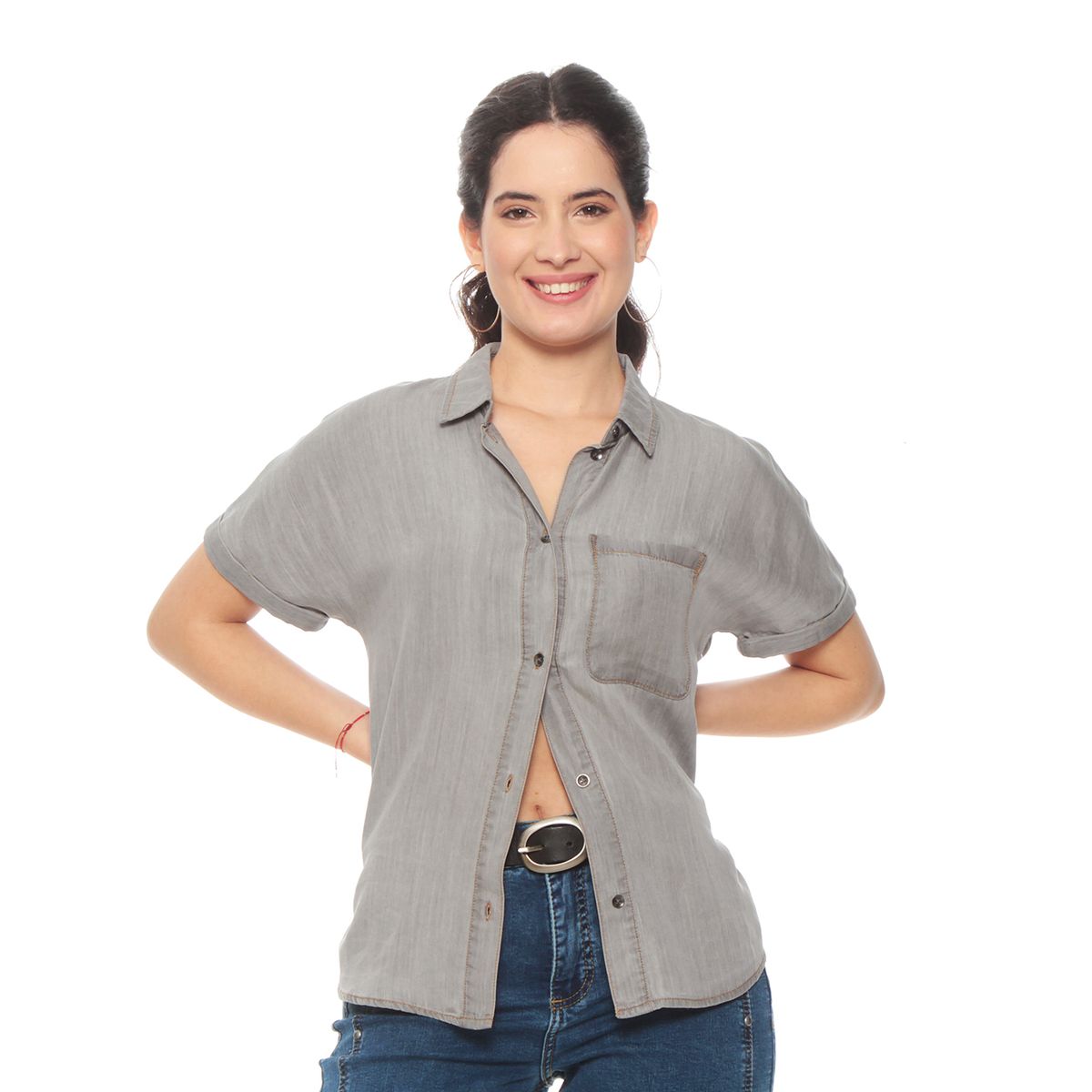 WADOS - BLUSA LYOCELL ABOTONADA MANGA CORTA CON BOLSILLO